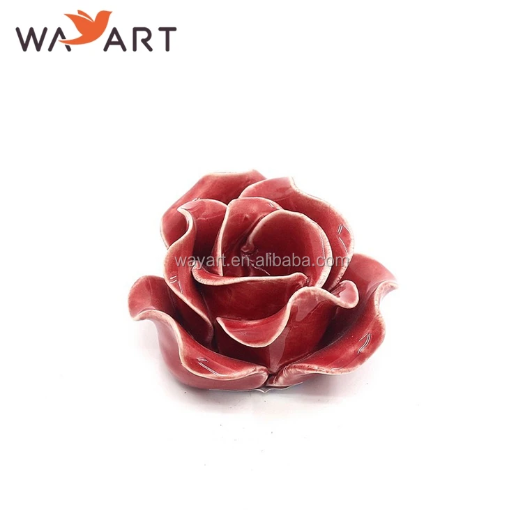 Handmade Red Clay Ceramic Rose Flower Wall Decoration