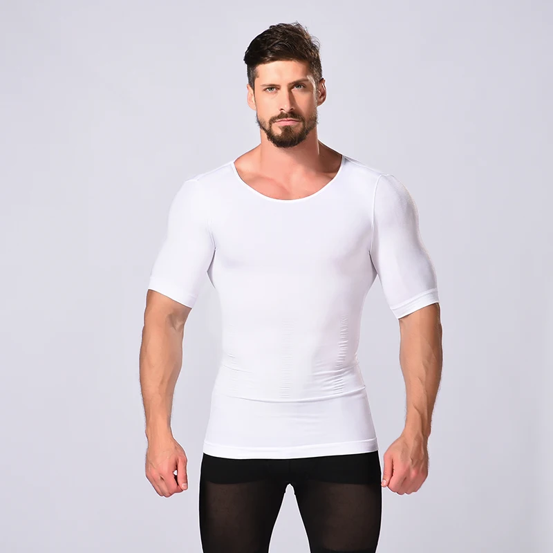 Professional manufacturer wholesale men elasticity breathable slim shapewear fit t shirt