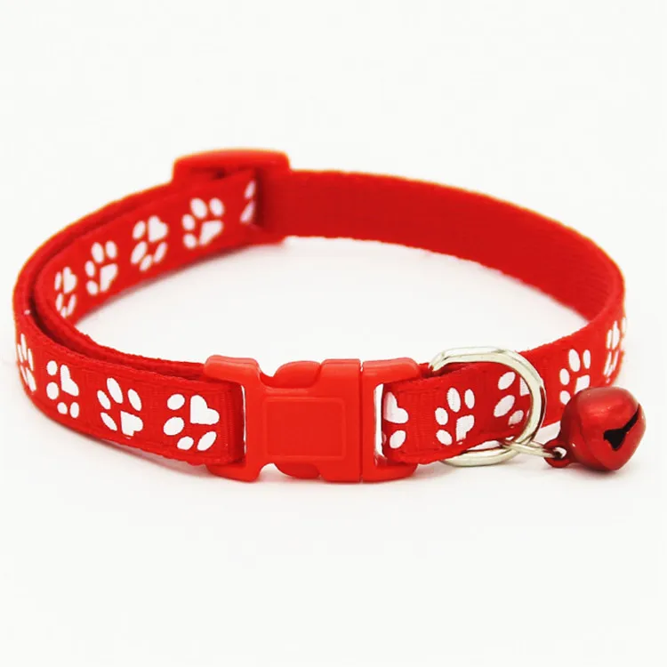 12PCS/Set Wholesale Adjustable Footprint Nylon Cat Collar With Bell