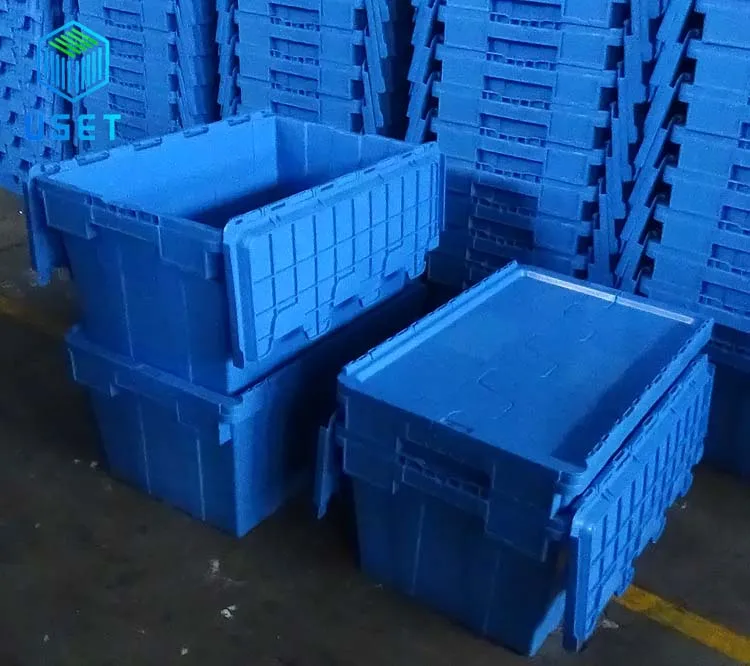 90L Removal Plastic Shipping Turnover Box for Electronic Security Transport Crate with Padlock