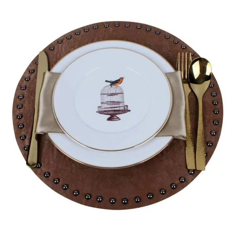 Fine porcelain  dinner plate set with cutlery and mat  for one people