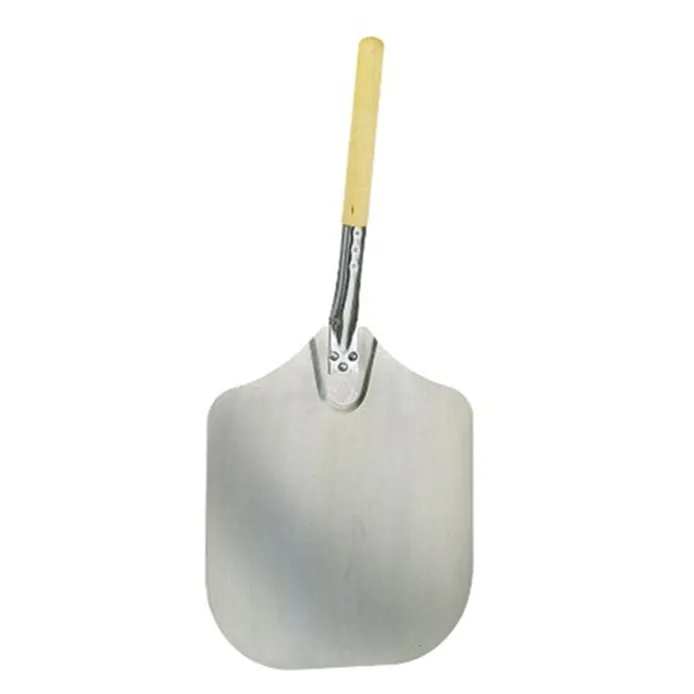 Professional pizza tools aluminium pizza peel with rubber wooden handle