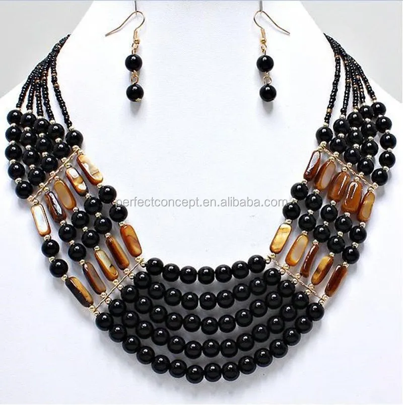 Handmade Multi rows acrylic Necklace beads and shell Necklace cring coco jewelry set