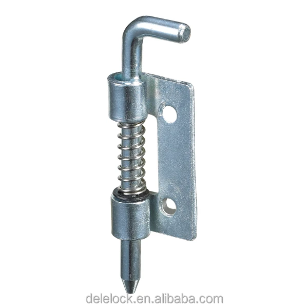 Hinge with spring loaded pin