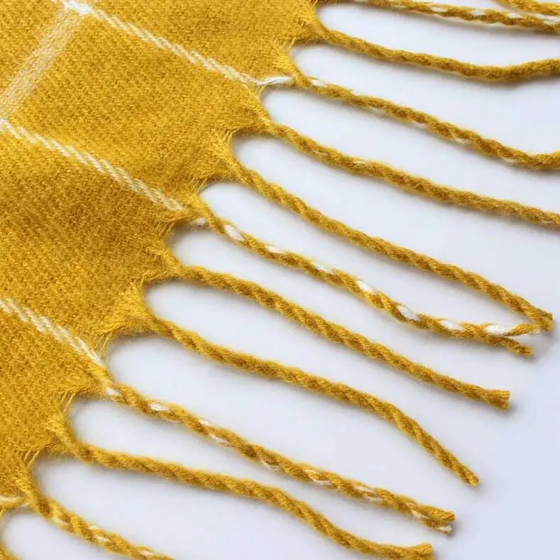 ZP wholesale cheap price plaid yellow pashmina wraps scarf with fringe