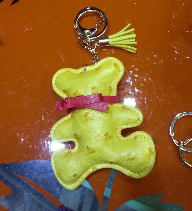 Handmade Leather Keychain Car Animal Key Chain Women Bag Charm Pendant Bag Accessories