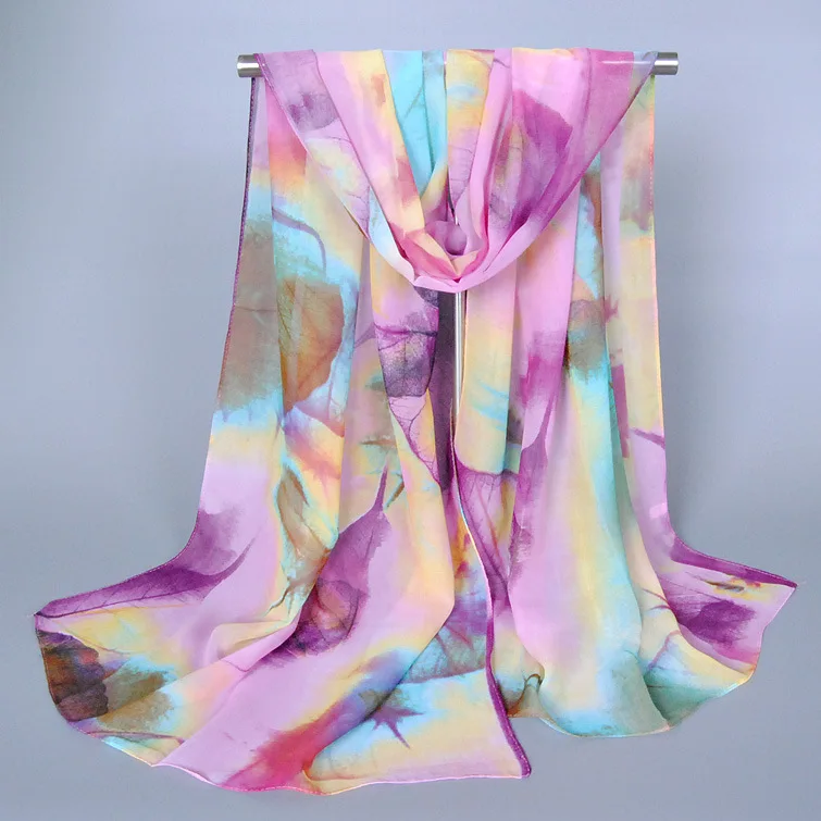Wholesale Fashion Ladies Summer Printing Chiffon Sunscreen Scarf Holiday Beach Silk Shawl Hijab