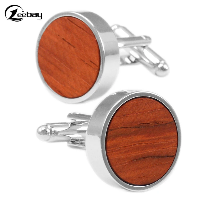 
Circular solid wood cufflinks, business shirt environmental cufflinks 