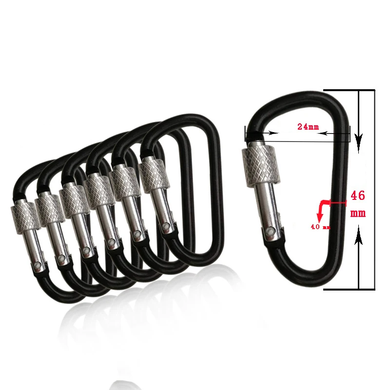 Outdoor Camping Equipment Keychain Hooks Locking D Quickdraw Carabiner Clip