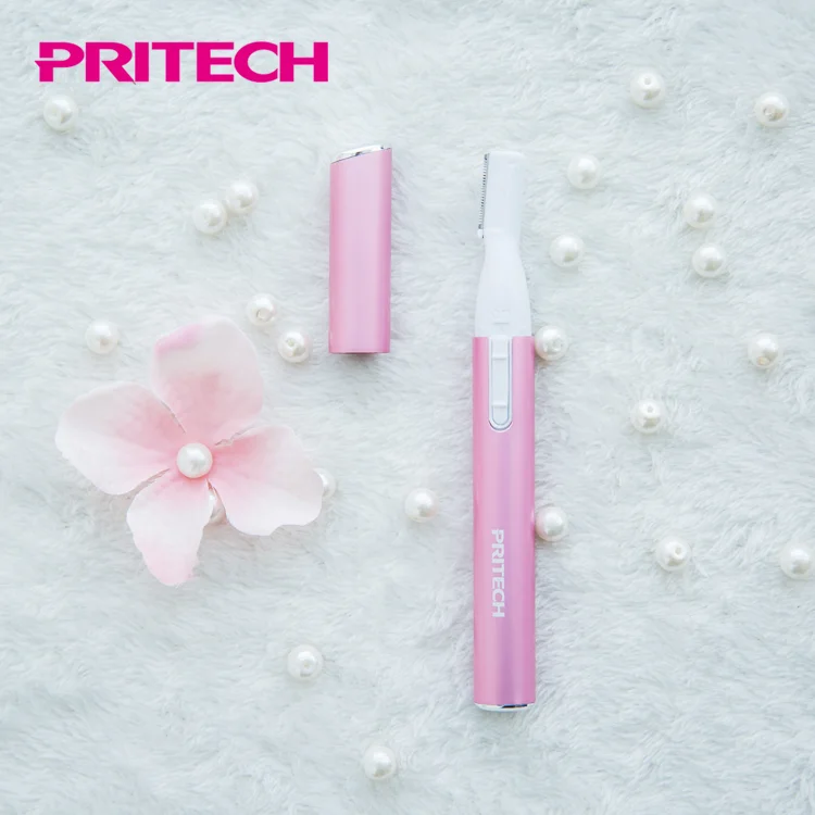 Недорогой Модный женский электрический триммер для бровей PRITECH на батарейках