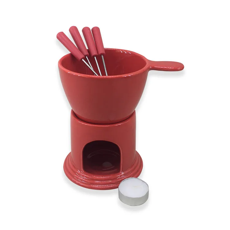 Holiday chocolate cheese food warmer personalized ceramic candle fondue