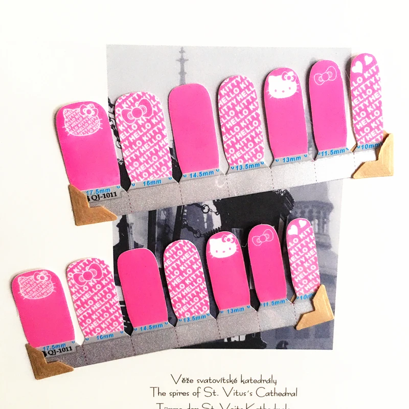 Pink White letter cat child Nail Arts Nail Sticker Waterproof Nail Decal Sticker Gel Polish French