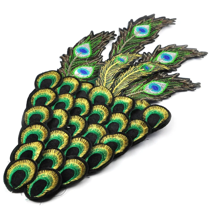 handmade peacock applique embroidery designs for wedding dress decoration