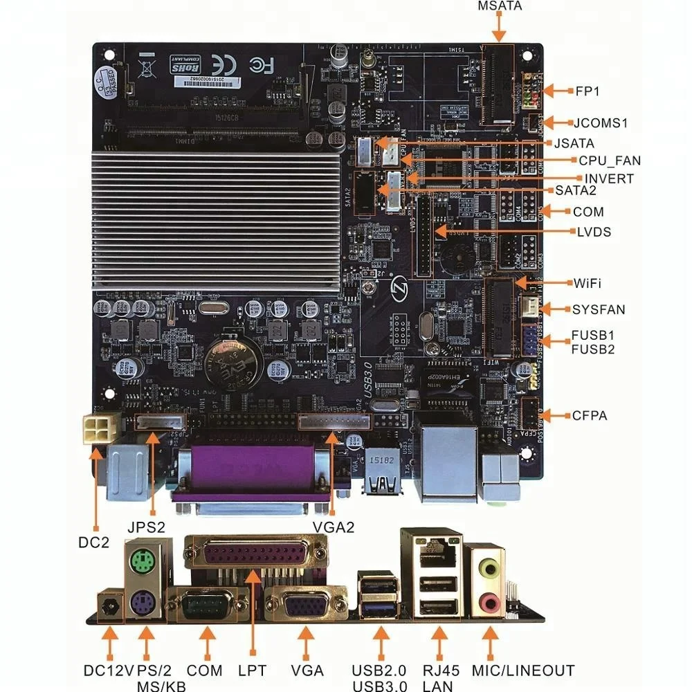 IN STOCK! Intel Original Intel J1900 Mini-ITX Motherboard ZA-POS19C2, fanless embedded motherboard, ALL IN ONE BOARD