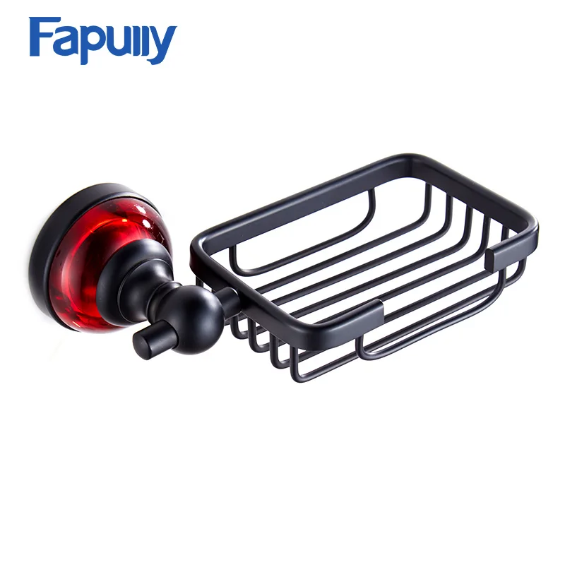 Fapully высококлассные внешний вид черный аксессуары для ванной настенное крепление для душа мыльница