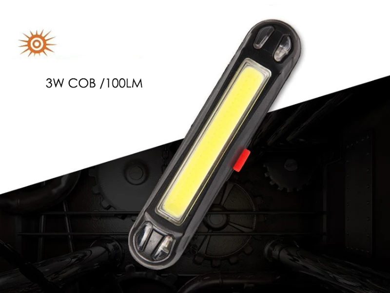 For Cycling Safety Powerful 6 Light Modes Easy Install3W COB 200LM LED USB Rechargeable Bike Rear Light