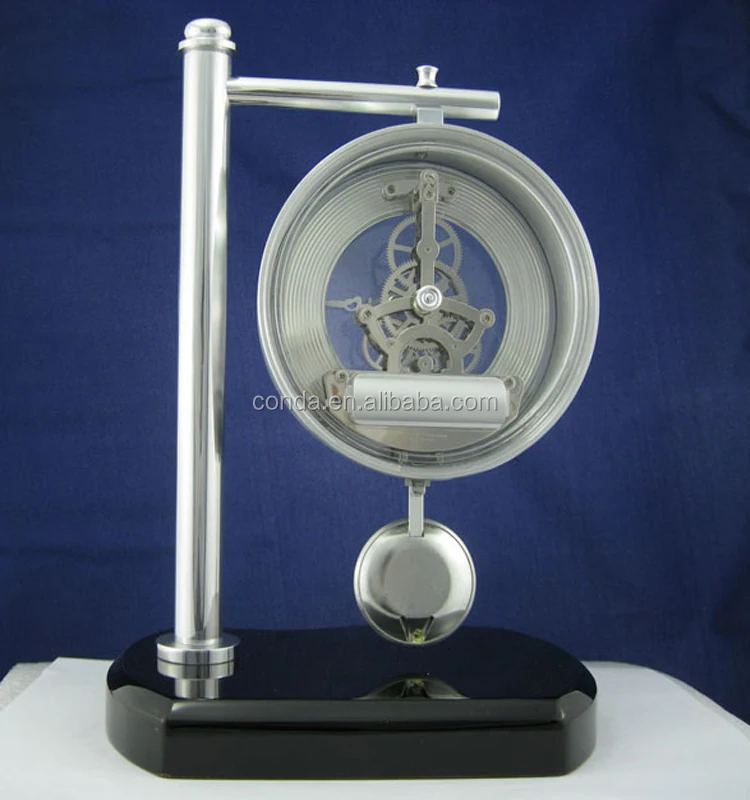 Pendulum Desktop Clock Mechanism Brass Wooden Skeleton Movement K3056P