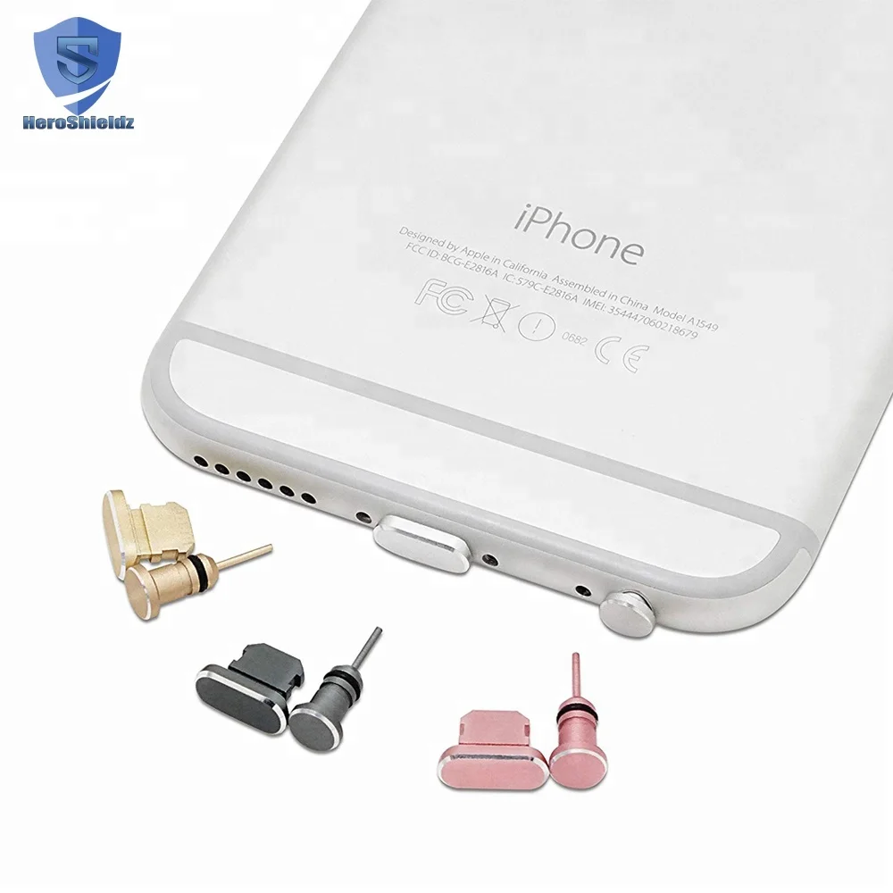 Premium Metal Alloy 3.5mm Earphone Plug Anti Dust Plugs for iPhone, Black Charging Port Plug For iPhone 7/8/X Compatible Case