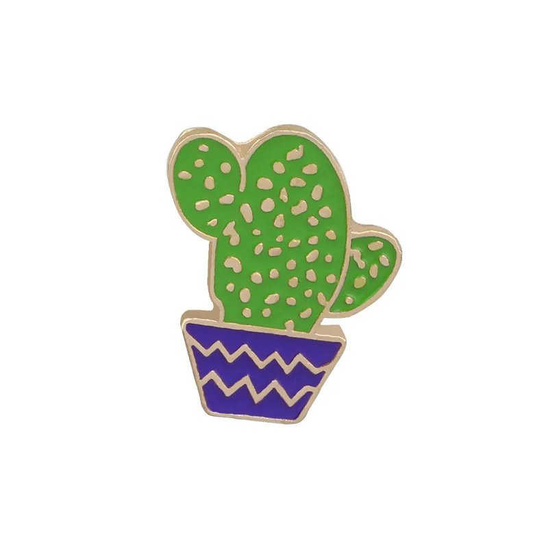 
Fashion Cartoon Cactus Brooches Cute Mini Plant Pot Enamel Pin for Women 
