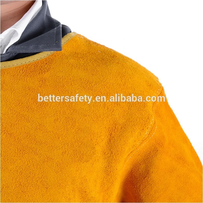 Long Sleeves Golden Split Cowhide Leather Welders Apron