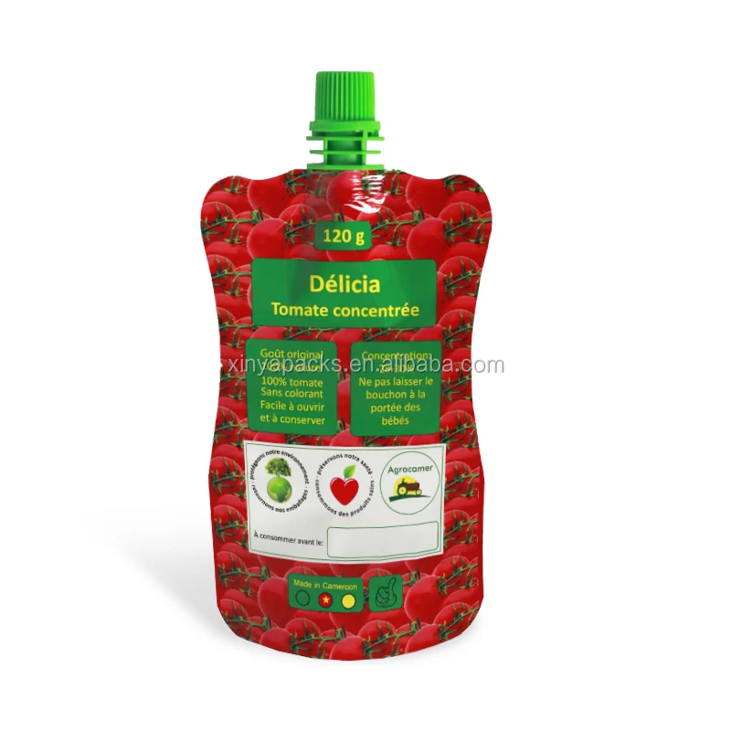 
Custom printed food packaging spout pouch for tomato sauce juice 