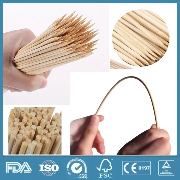 Hot Sale Disposable BBQ Wood Round Stick Wooden Party Barbecue Skewer