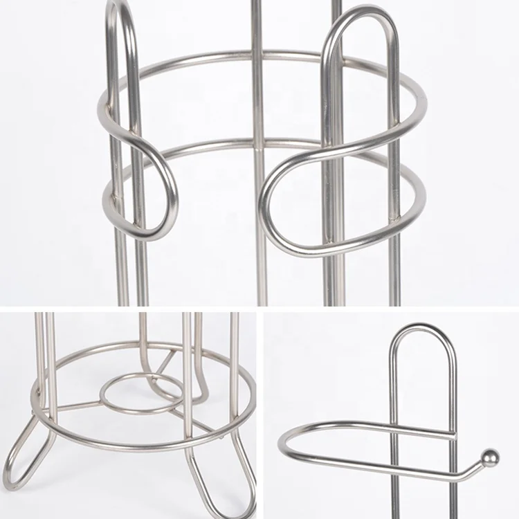 High quality stainless free standing iron Toilet Paper reserves with storage shelf