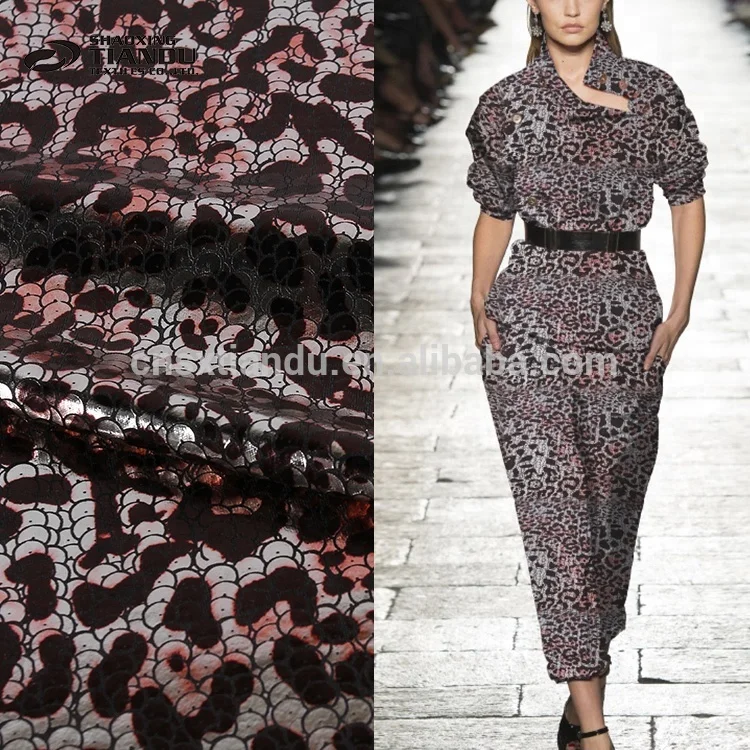 hot selling new fashion low price embossed leopard print gold 3D foil knitted fabric