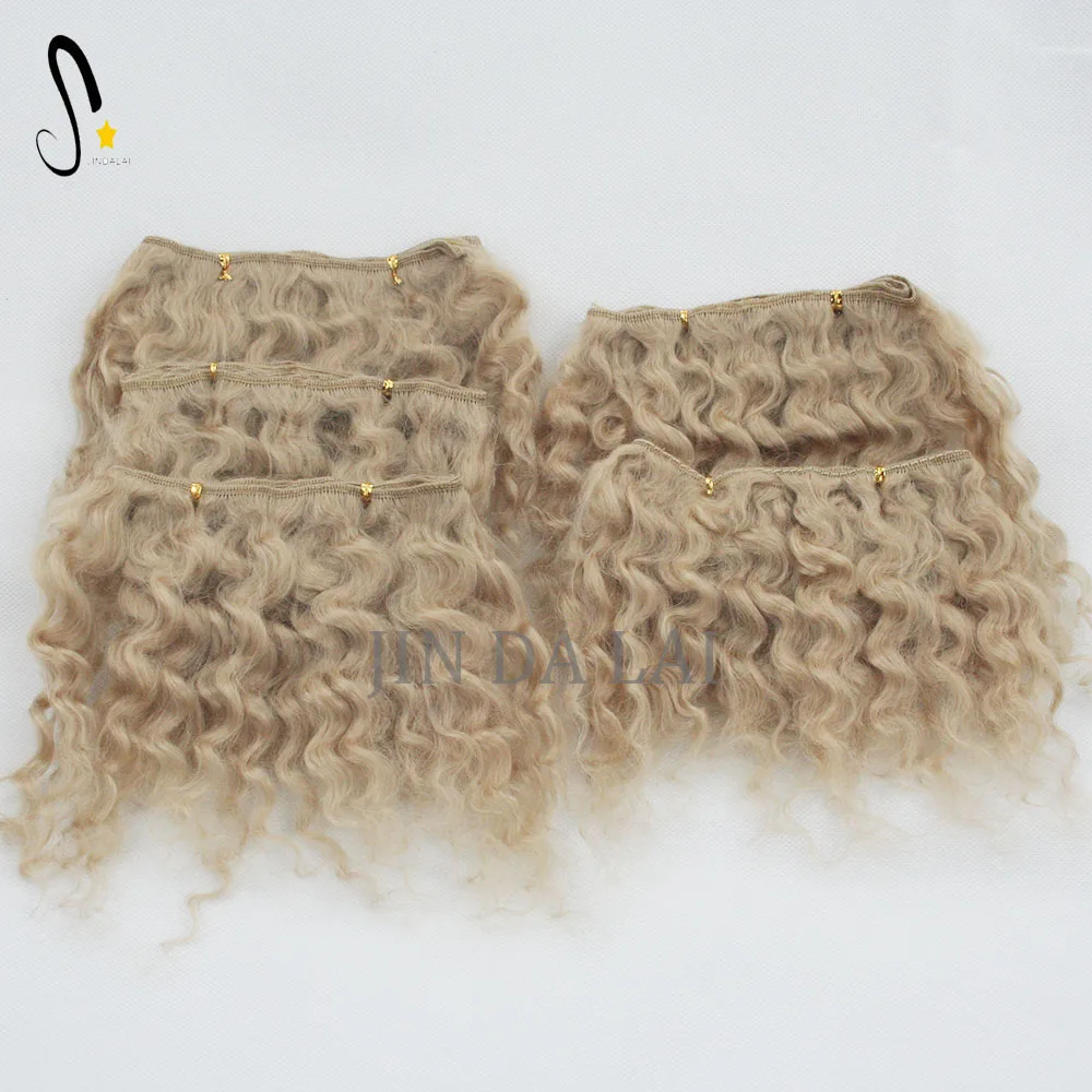 100% Angora Wool Hair Doll Wig Deep Wavy Mohair Hair Mohair Weft Doll