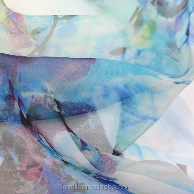 
Quality assured digital printed 100% silk organza fabric india/sky blue saree 