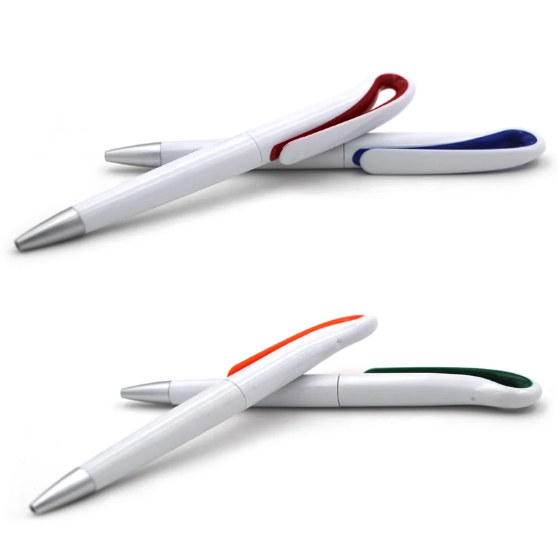 Promotional plastic white pen swan twist ball pen with custom logo