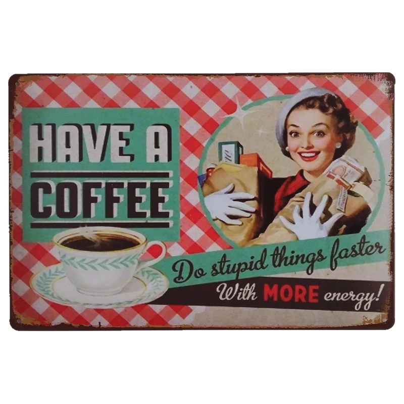 
High quality 20x30cm metal plate hotsale vintage retro tin signs for home wall decoration 