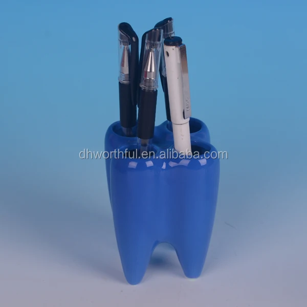 Прекрасный белый в форме зуба керамическая ручка держатель оптом, дешевый керамический зуб карандаш держатель, уникальный зуб ручка контейнер