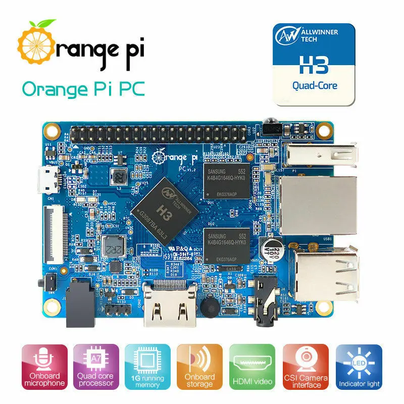 Оптовая продажа, мини-ПК Orange Pi PC H3 Quad-core 1 Гб с поддержкой Lubuntu linux и android