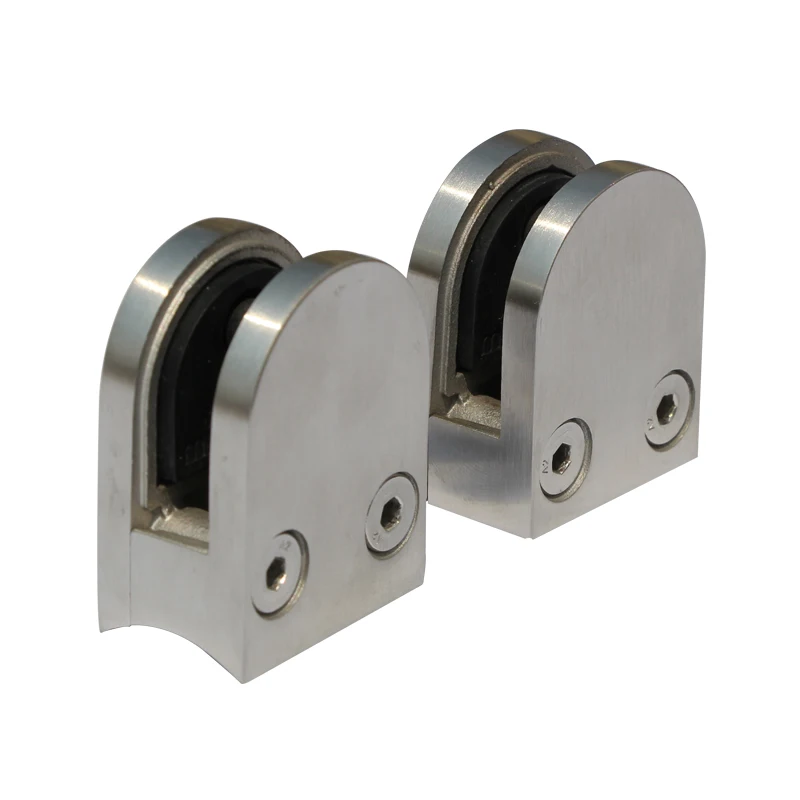 D Type clamping glass profile railing stainless steel glass clamp