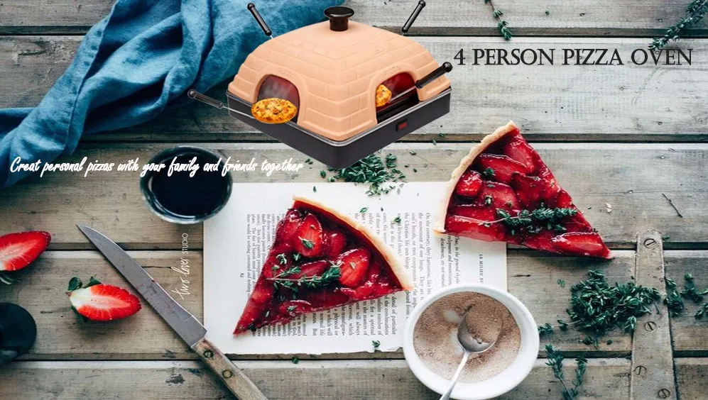 Home Square terracotta 4 person Electric Countertop pizza oven