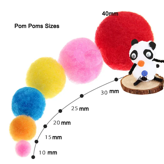 Multicolor fuzzy bulk pom poms for school handwork