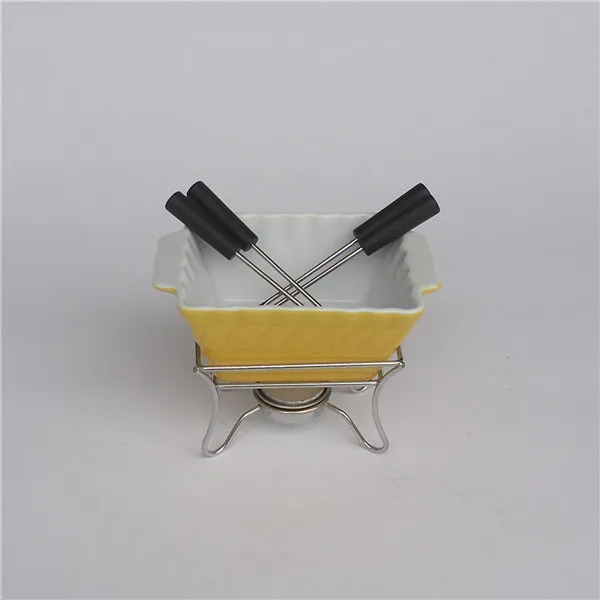 Rectangle shape special cheap chocolate fondue burner candle ceramic fondue