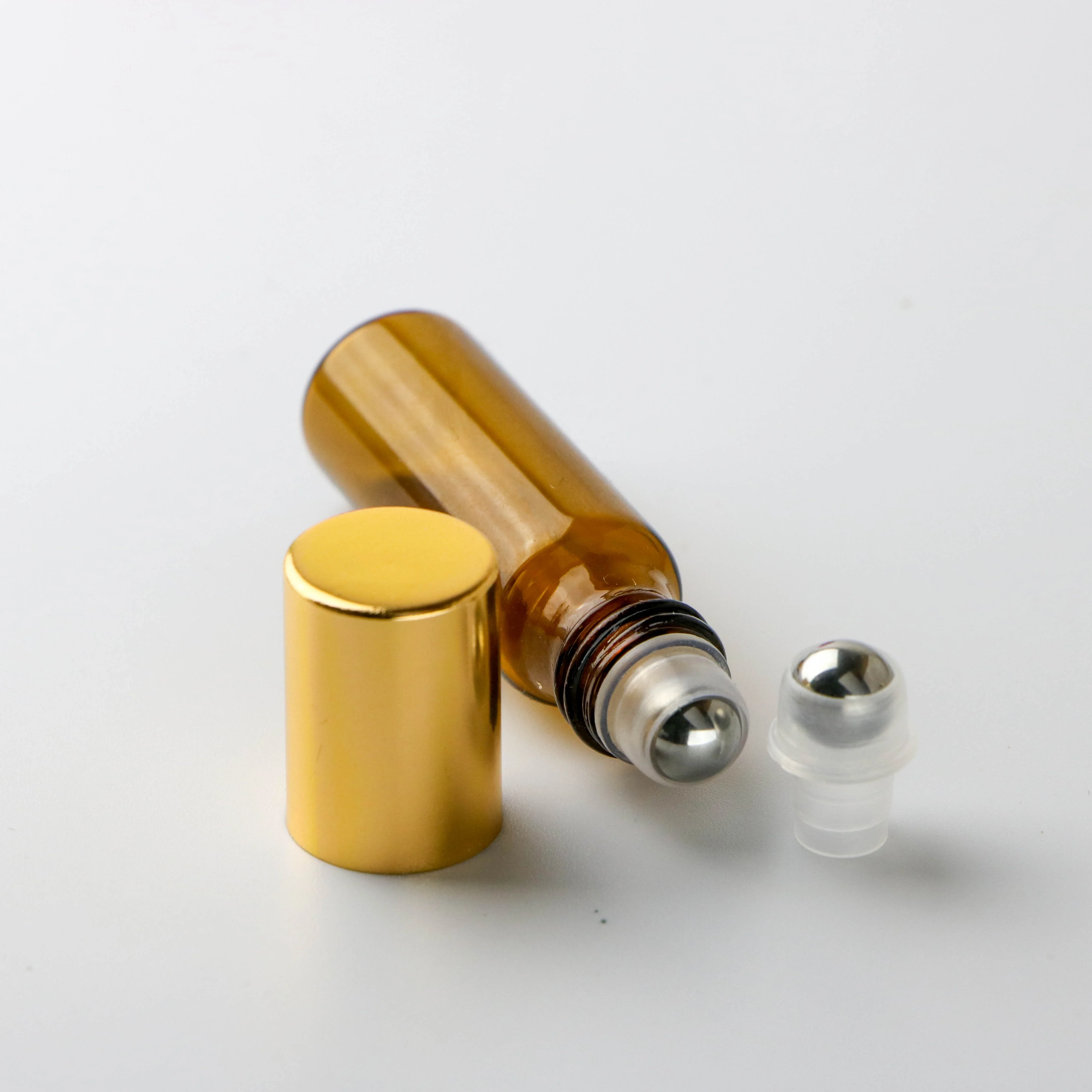 Custom Printing Glass 10 ml Roller On Bottle Essential Oil Roll on Bottle With Gold Black Plastic Cap and Stainless Steel Roller
