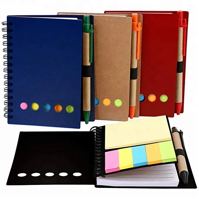 Promotional Customized Design Spiral Notebook with Pen Sticky Notes