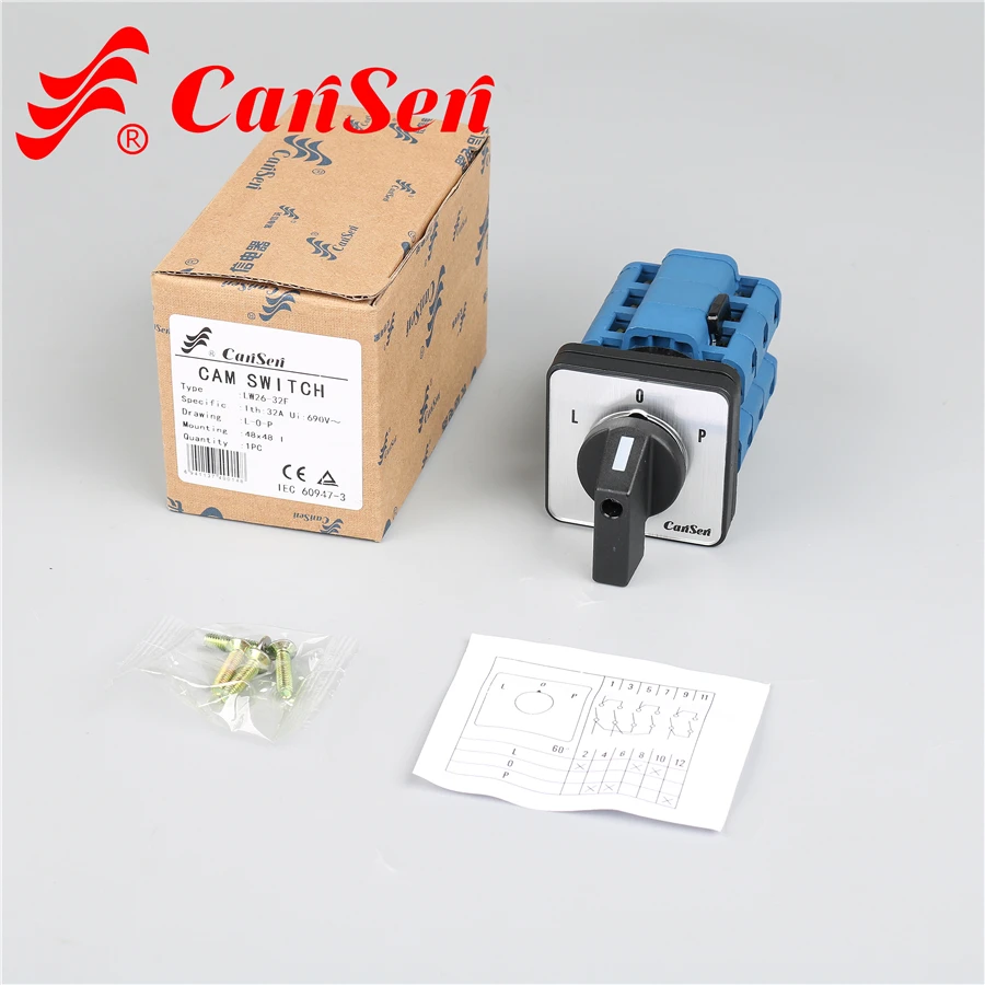 LW26-32F L-O-P 3P 6 pole 3 position rotary switch
