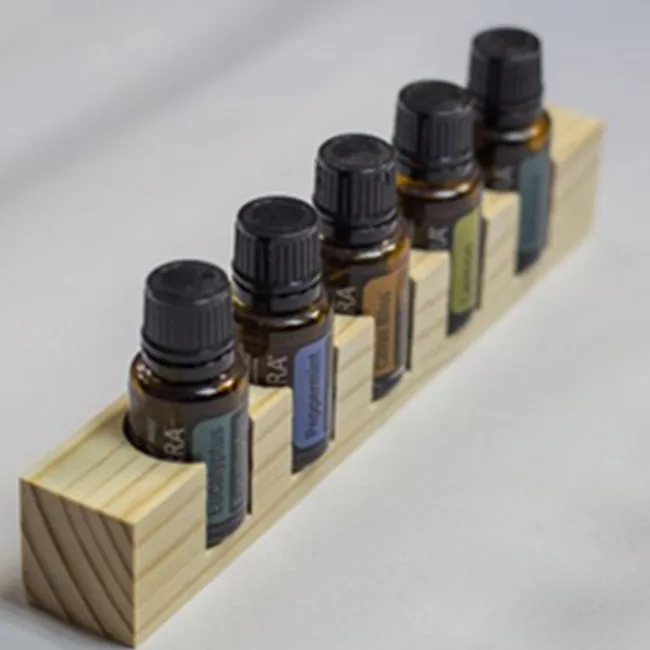 Premium Wood Essential Oil Display Stand Organizer Rack Holder Pine Wooden Diffuser Storage Tray