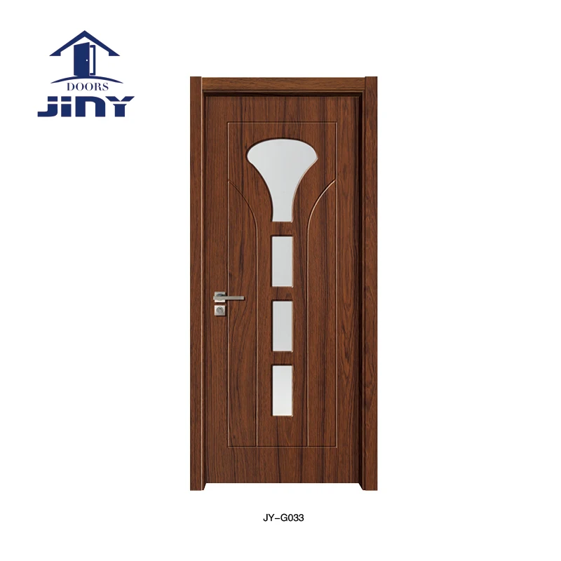 2022 JINY Finished surface PVC bathroom door design insert clean glass
