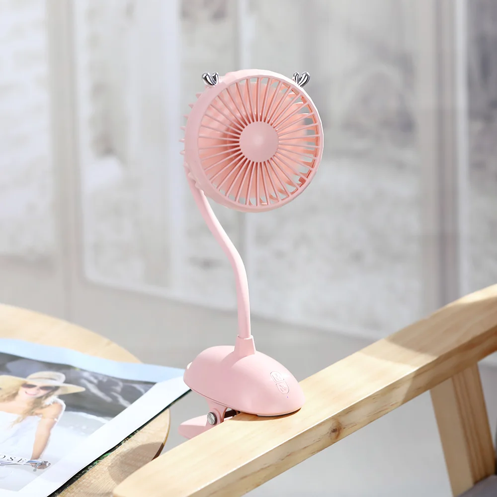 
Amazon Hot Selling Small Clip Fan Personal 360 Degree Adjustable Portable USB Rechargeable KC battery Clip-On Fan Stroller 