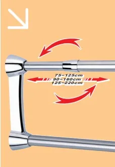 Double extensible stainless steel shower curtain rod