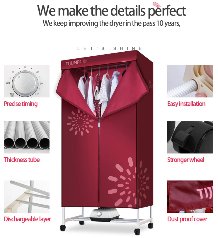 15 kg 600v ptc heating big power uv light mini clothes dryer electric fast dry laundry machine