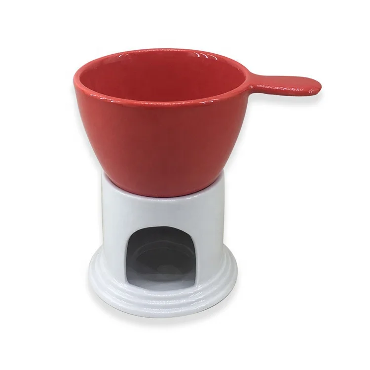 Holiday chocolate cheese food warmer personalized ceramic candle fondue