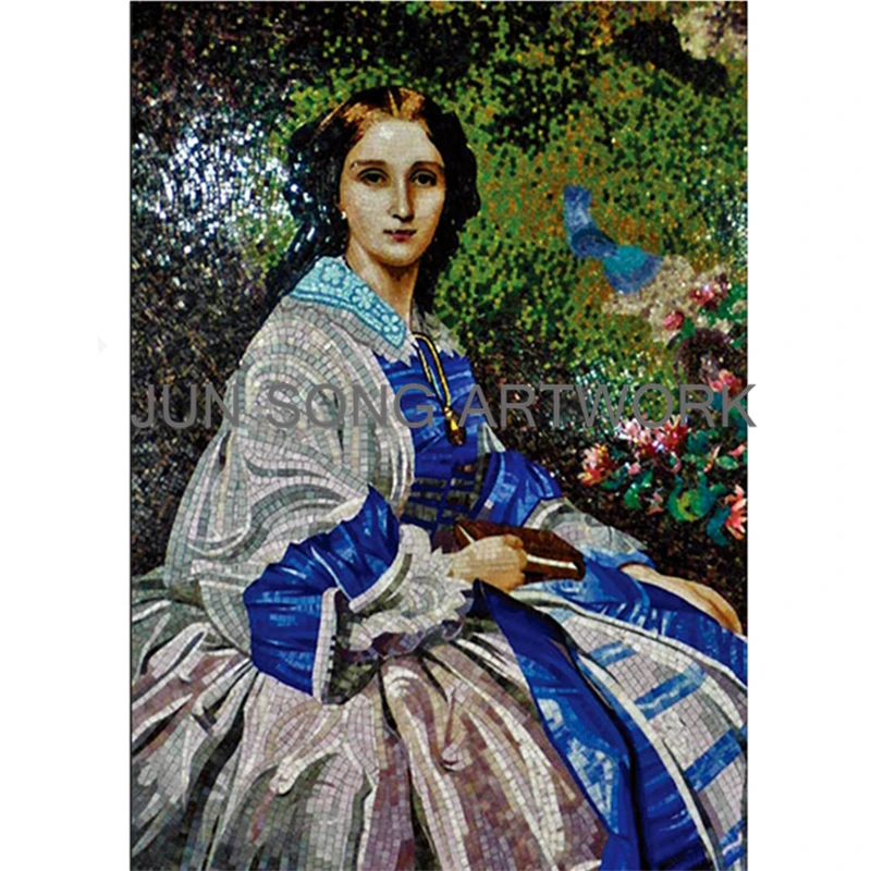 JS MHP-FP04 Portrait Mosaic Glass Painting Pictures Living Room Mosaic Artistic Wall Tile