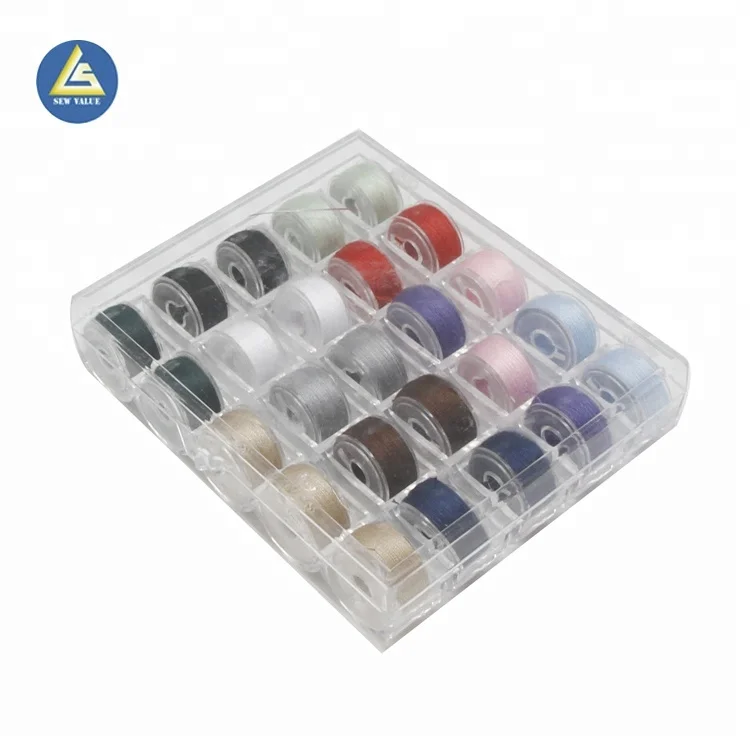 25pcs Mixed Colors Polyester Sewing thread With Transparent Plastic Bobbin For Home Sewing Machine Accessories Set