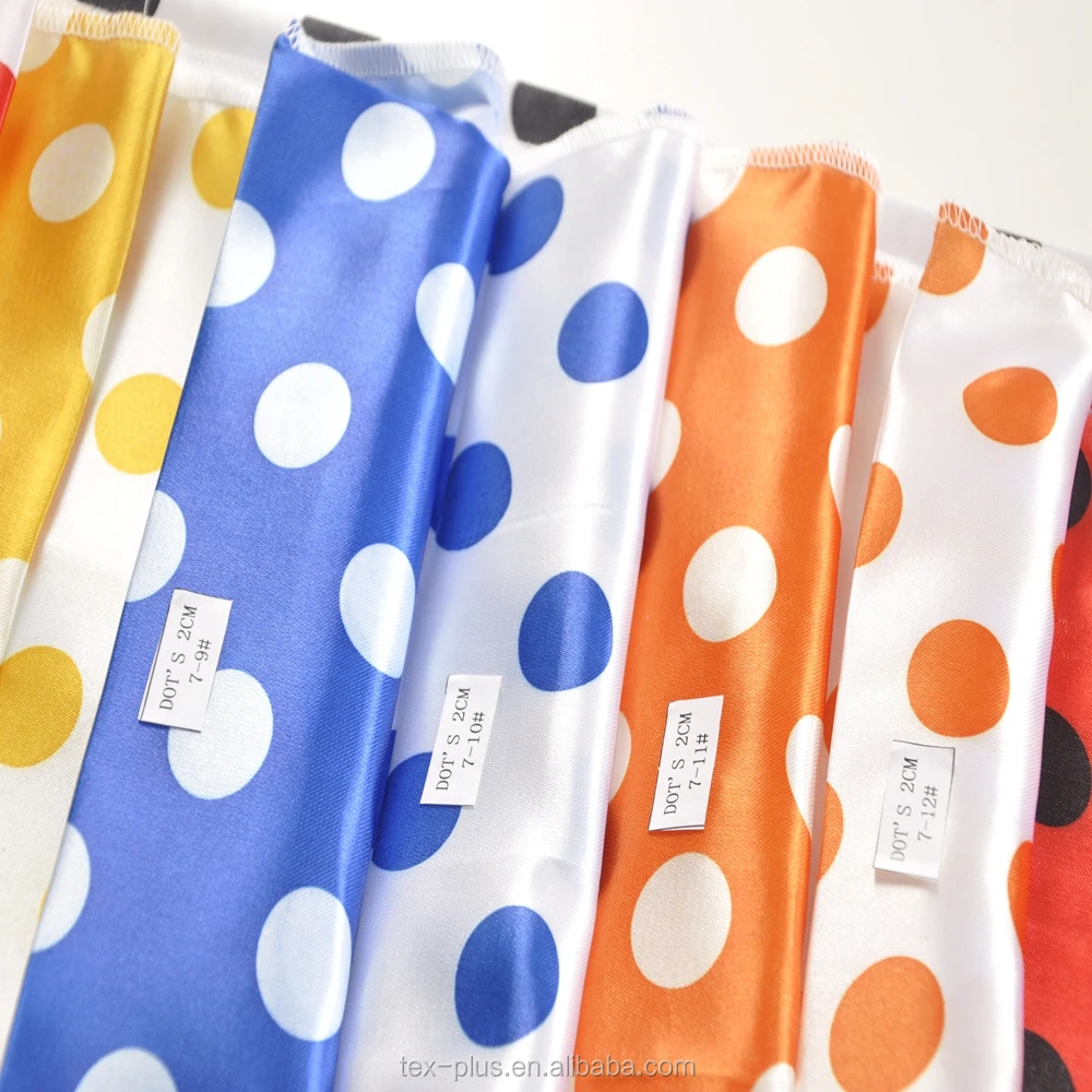 Dots style printed silk satin material fabric for christmas carnival festival decoration